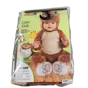 Spirit Halloween Lion Cub Costume Infant 0-6 Months Plush Jumpsuit Bib‎